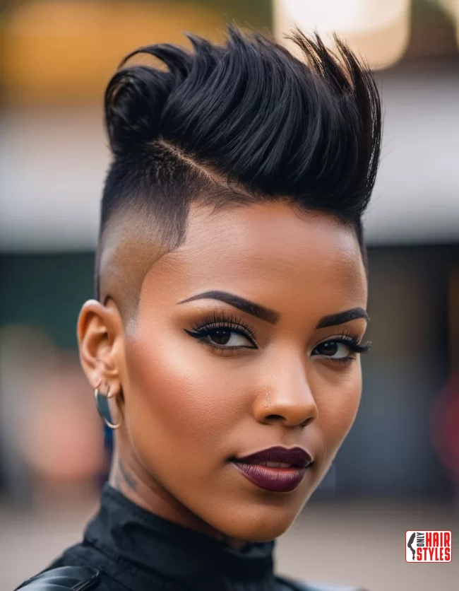 Short Mohawk with Undercut | Short Natural Haircuts For Black Women With Round Faces