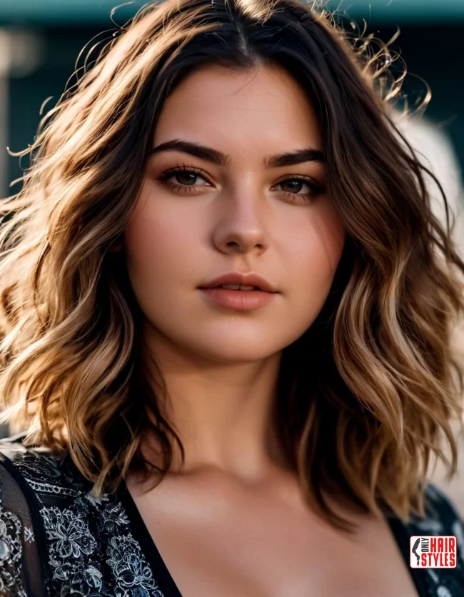 Messy Waves | Best Medium-Length Haircuts For Chubby Faces: Style Guide