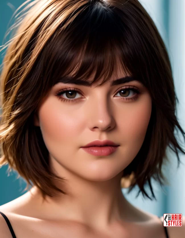 Long Layers with Curtain Bangs | Best Medium-Length Haircuts For Chubby Faces: Style Guide