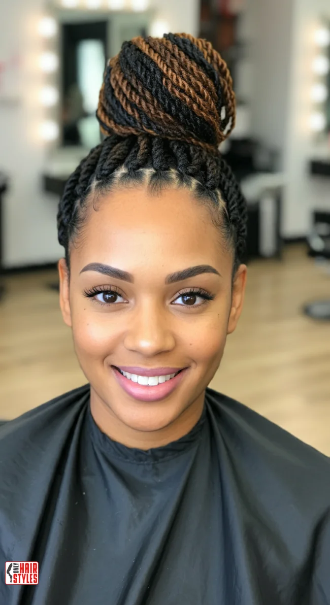 2. Flat Twist with High Bun | 10 Simple Flat Twist Styles For Quick Everyday Looks