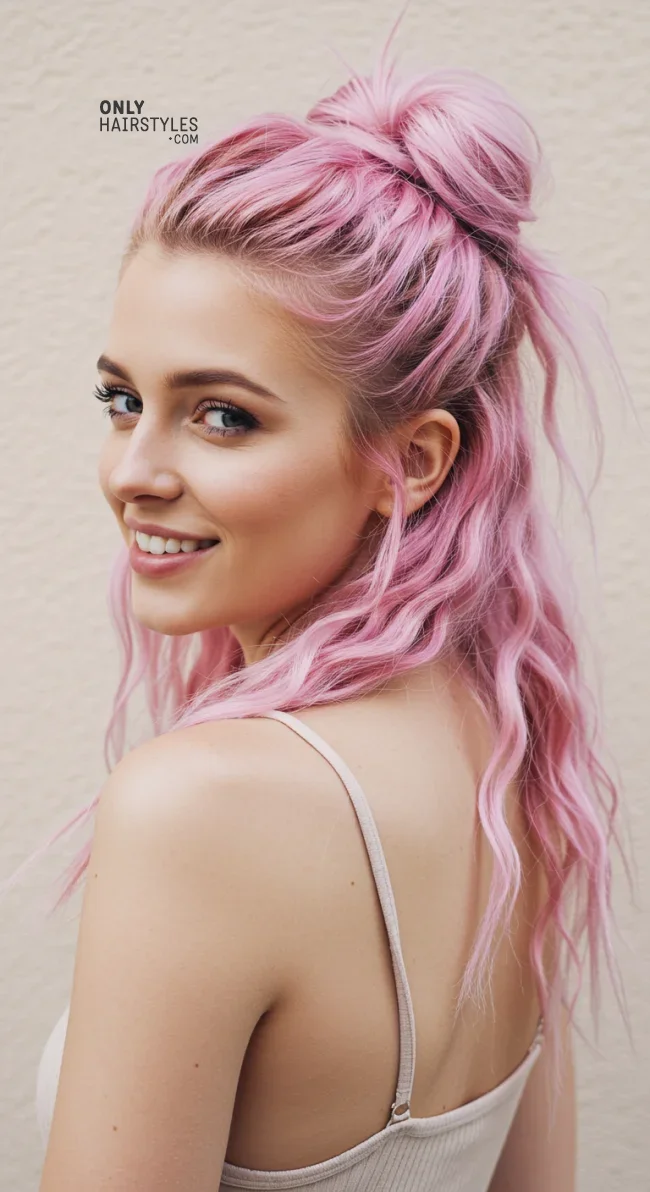 4. Crimped Half-Up Bun | 10 Best Crimped Hairstyles Trending In 2024