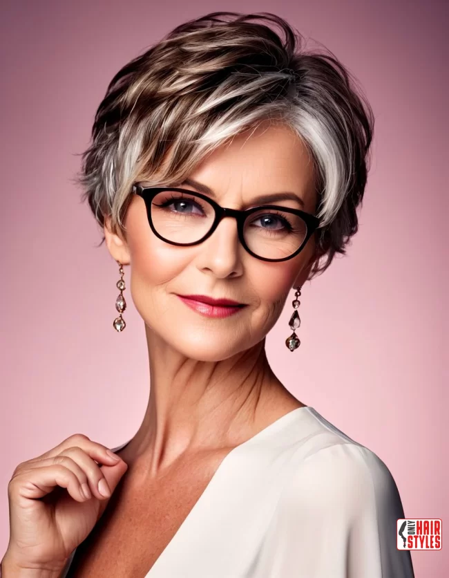 Messy Waves with Side Swept Bangs | Short Hairstyles For Women Over 60 With Fine Hair And Glasses