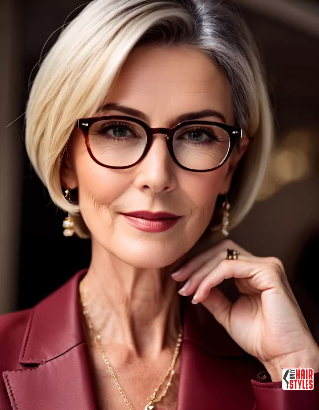Blunt Cut with Side Part | Short Hairstyles For Women Over 60 With Fine Hair And Glasses