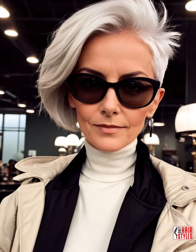 Asymmetrical Crop | Short Hairstyles For Women Over 60 With Fine Hair And Glasses