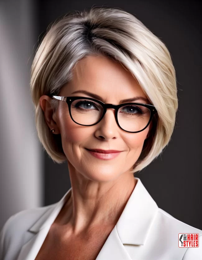 Asymmetrical Crop | Short Hairstyles For Women Over 60 With Fine Hair And Glasses