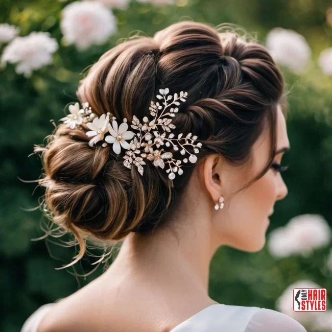 Messy Bun with Sparkling Hairpins | How To: Hairstyles For Wedding Guests: 10 Most Beautiful Variants With Step-By-Step Guide