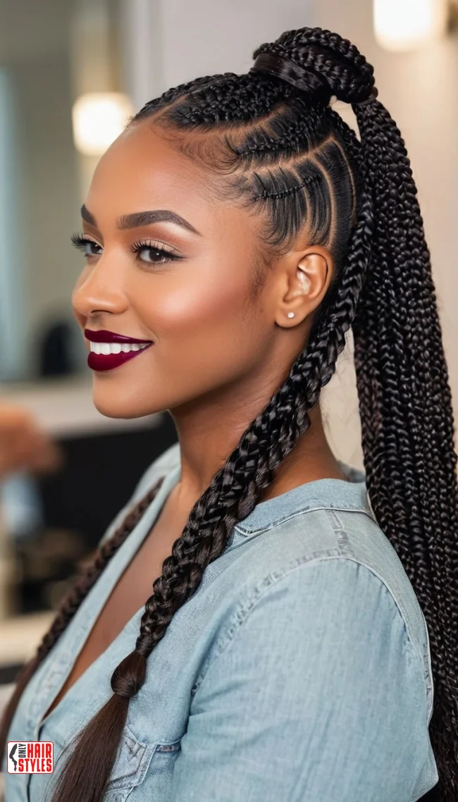 9. Braided Half-Up Ponytail | 10 Cool Half Up Half Down Hairstyles For Black Women