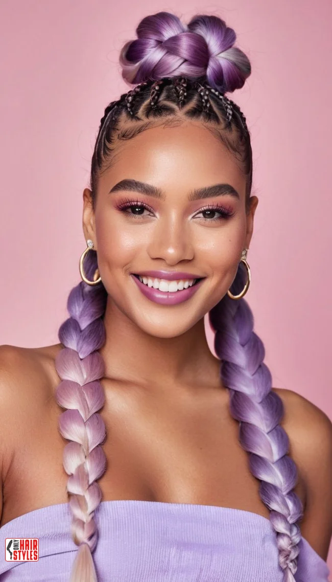 2. Half-Up, Half-Down Coi Leray Braids with Colored Tips | 5 Cool Ideas Of The Signature Coi Leray Braids