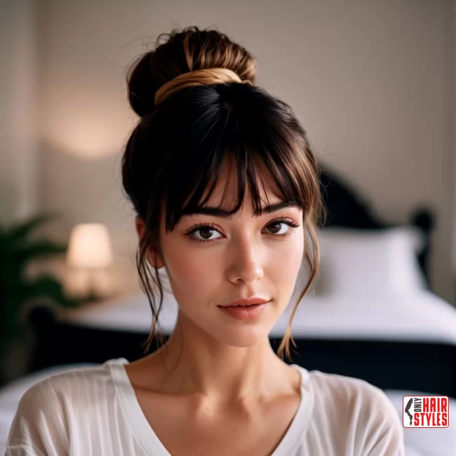 Messy Bun with Effortless Bangs | Birkin Bangs: Retro Chic Revival Takes The Hair Scene By Storm