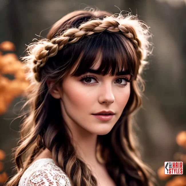 Braided Crown and Bangs | Birkin Bangs: Retro Chic Revival Takes The Hair Scene By Storm