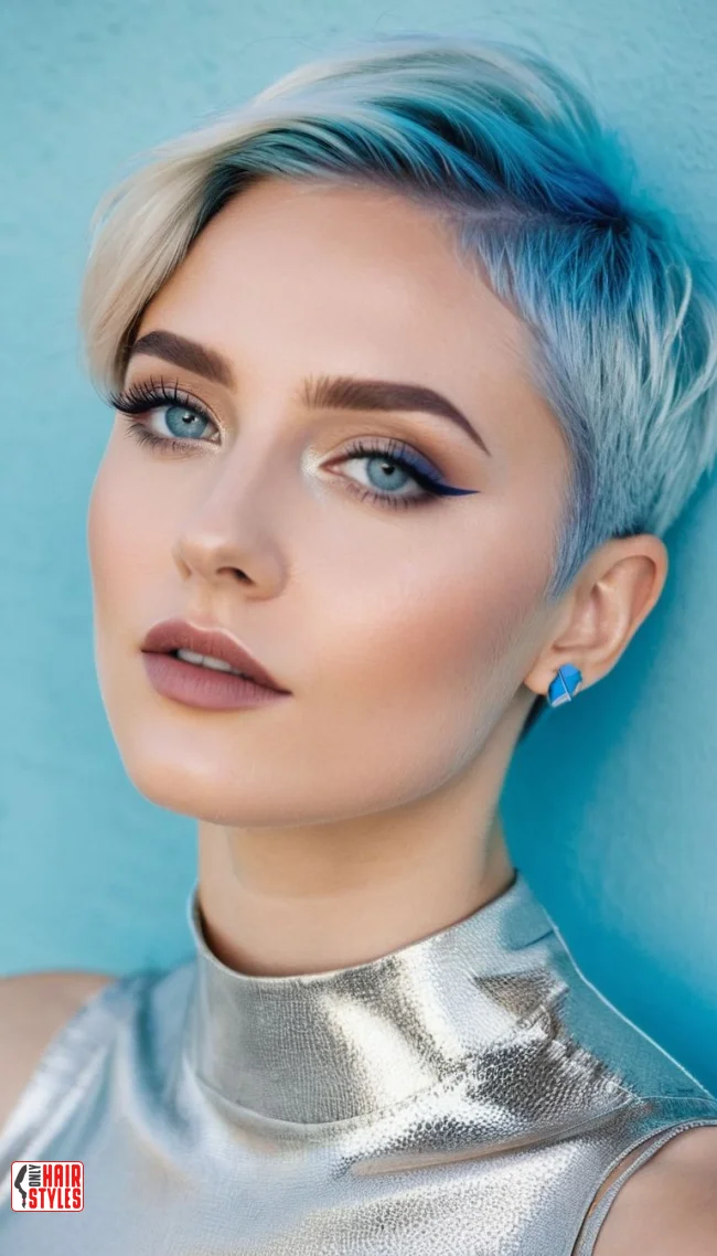 Silver and Electric Blue | Short Haircuts: 2024’S Trendy Two-Tone Styles