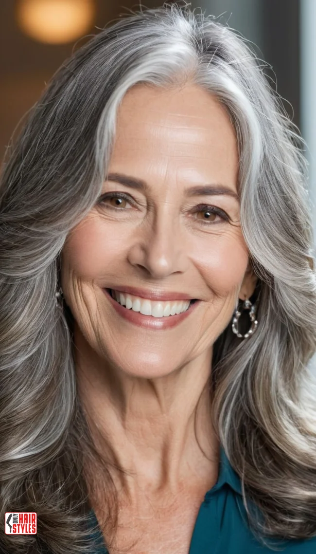 8. Silver Highlights with Long Layers | 15 Chic Gray Hairstyles For Women Over 60 That You’ll Love To Try