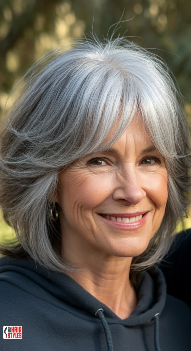 3. Layered Shoulder-Length Hair | 15 Chic Gray Hairstyles For Women Over 60 That You’ll Love To Try