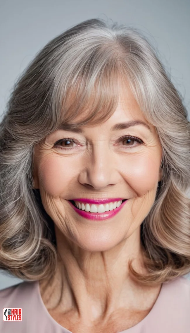 7. Soft Waves with Bangs | 15 Chic Gray Hairstyles For Women Over 60 That You’ll Love To Try