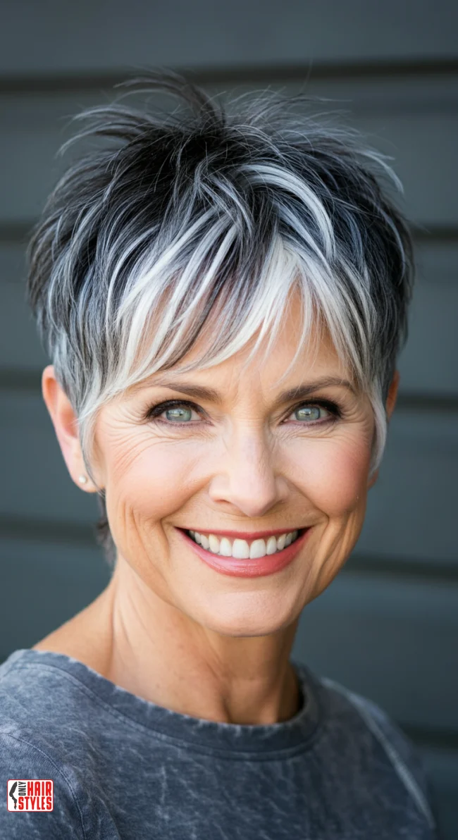 14. Choppy Pixie with Highlights | 15 Chic Gray Hairstyles For Women Over 60 That You’ll Love To Try