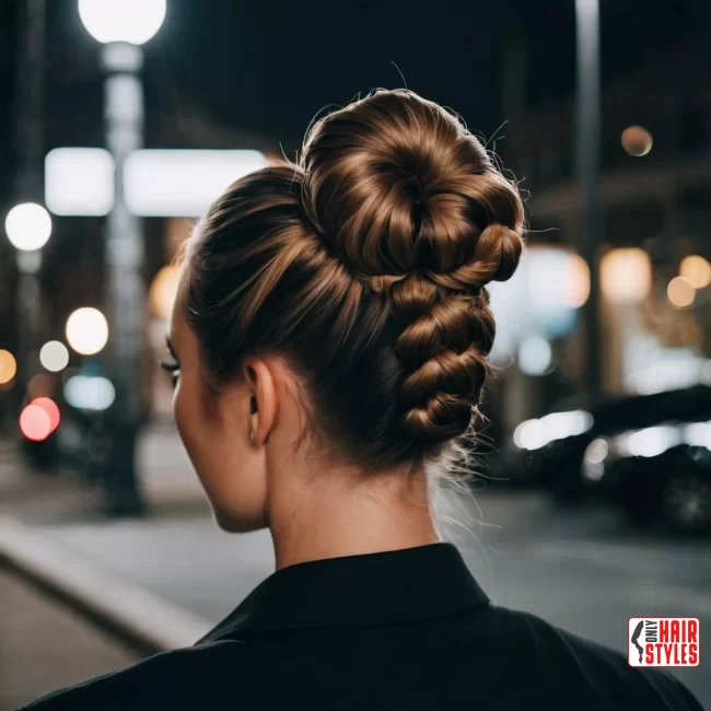 Bun with fishtail details | Chic And Timeless Updo Hairstyles: Elevate Your Look With These Stunning Updos