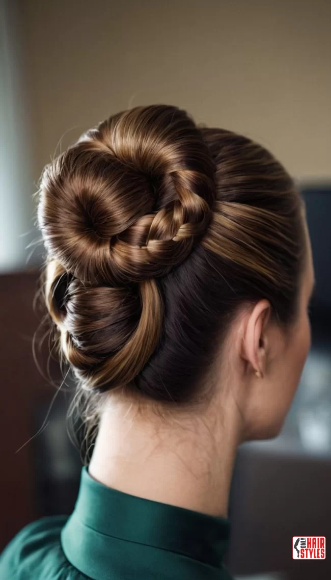Bun with fishtail details | Chic And Timeless Updo Hairstyles: Elevate Your Look With These Stunning Updos