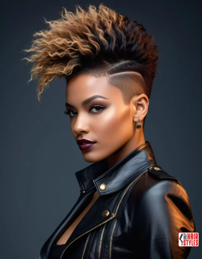 Faux Hawk with Shaved Sides | Short Natural Fade Haircuts For Black Females (2024)