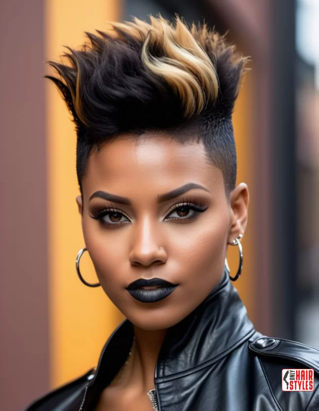 Faux Hawk with Shaved Sides | Short Natural Fade Haircuts For Black Females (2024)
